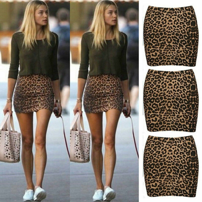 Sexy leopardo feminino impresso mini saia lápis curto cintura alta bodycon hip saia boate festa wear 2021