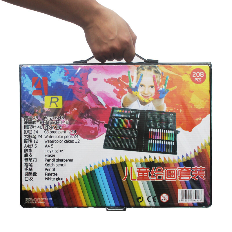 Seni Lukisan Set 145/150/168/208 PCS Air Warna Pena Crayon Oil Pastel Berwarna Pensil Menggambar Hadiah Alat Tulis kit untuk Anak-anak