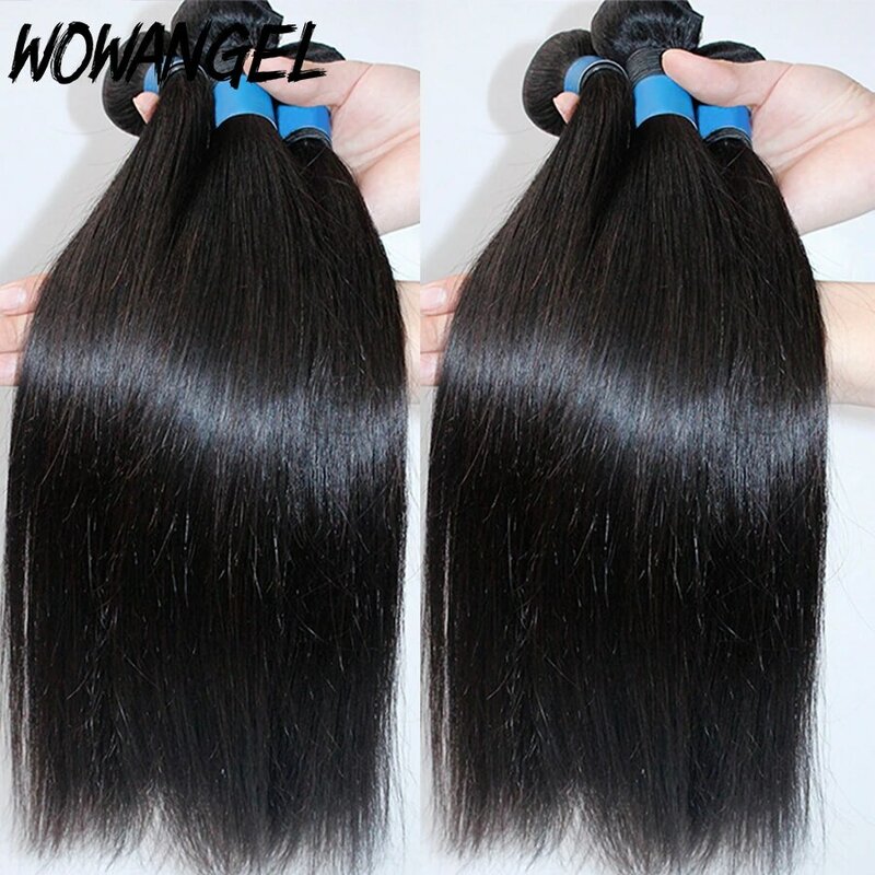Wow Angel Straight 28 30 Inch Remy Brazilian Human Hair Bundles 100% Silky Hair 3/4 pieces Human Hair Extensions Virgin Hair