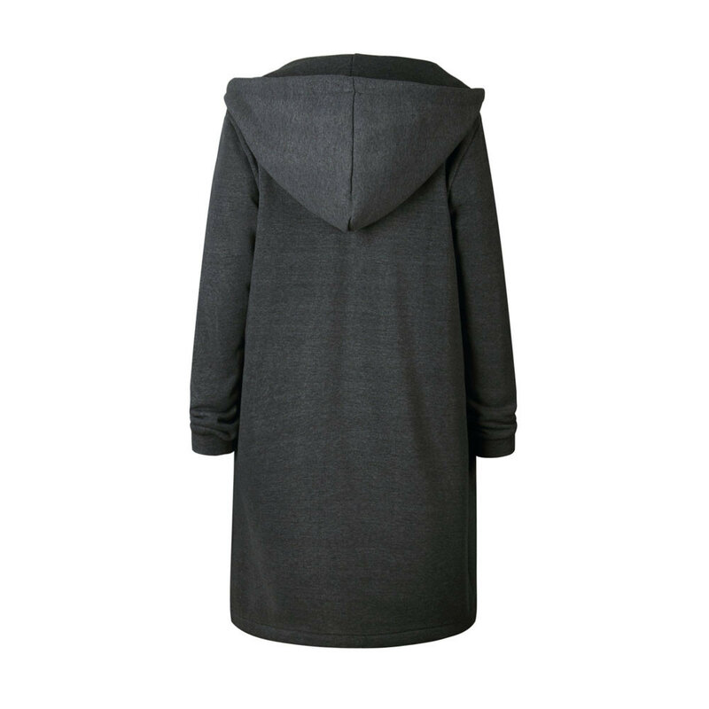 Женское осенне-зимнее длинное худи в стиле оверсайз, свободные куртки с капюшоном для отдыха, свитшот на молнии с карманами, спортивные платья, верхняя одежда