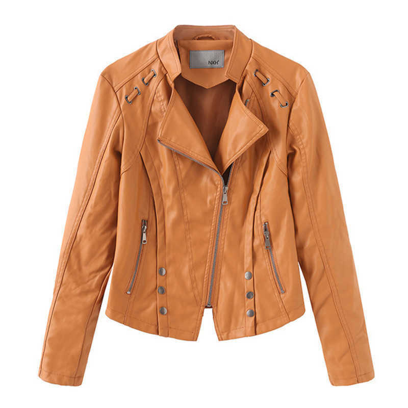 Стильная модная Корейская куртка из искусственной кожи, осенняя мотоциклетная кожаная верхняя одежда, женское облегающее базовое пальто, короткая повседневная одежда
