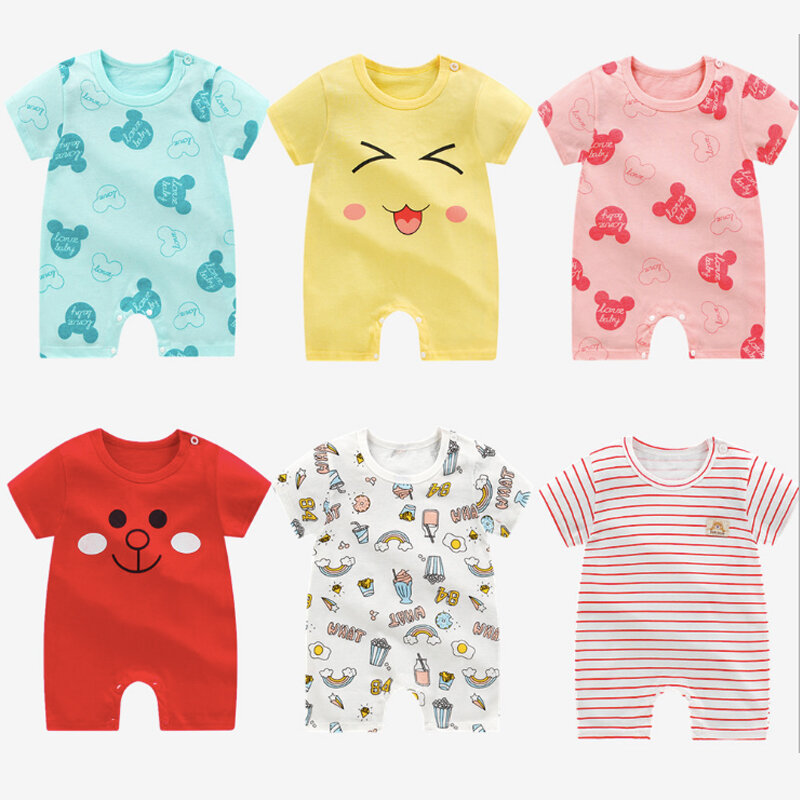 Mono de bebé de verano, nuevo Mono de bebé de dibujos animados, pijamas unisex para recién nacidos, ropa de manga corta para niño y niña