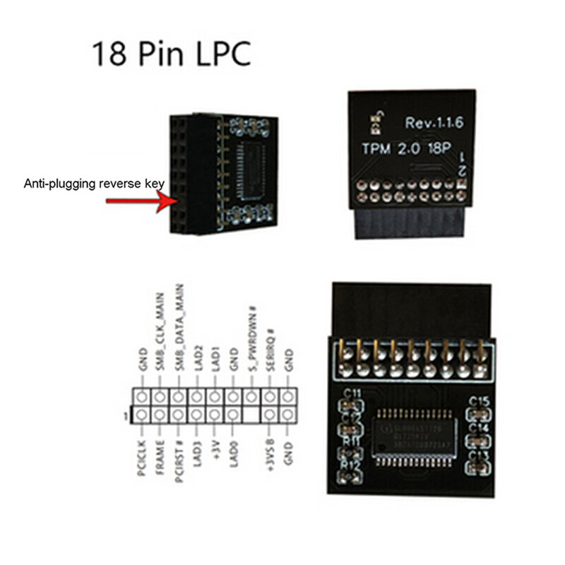 Профессиональный модуль безопасности SPI 14Pin/ LPC 14Pin 18Pin 20Pin TPM2.0 для ASROCK Tpm2 -SLI -S -SPI запасной чип материнской платы