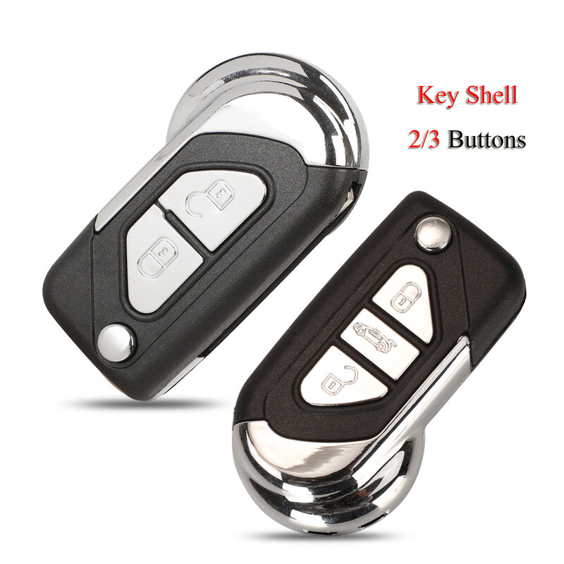 jingyuqin Car Key Shell For Citroen DS3 2/3 Buttons With VA2 Uncut Key Blade Blank Replacement Remote Case Fob Cover
