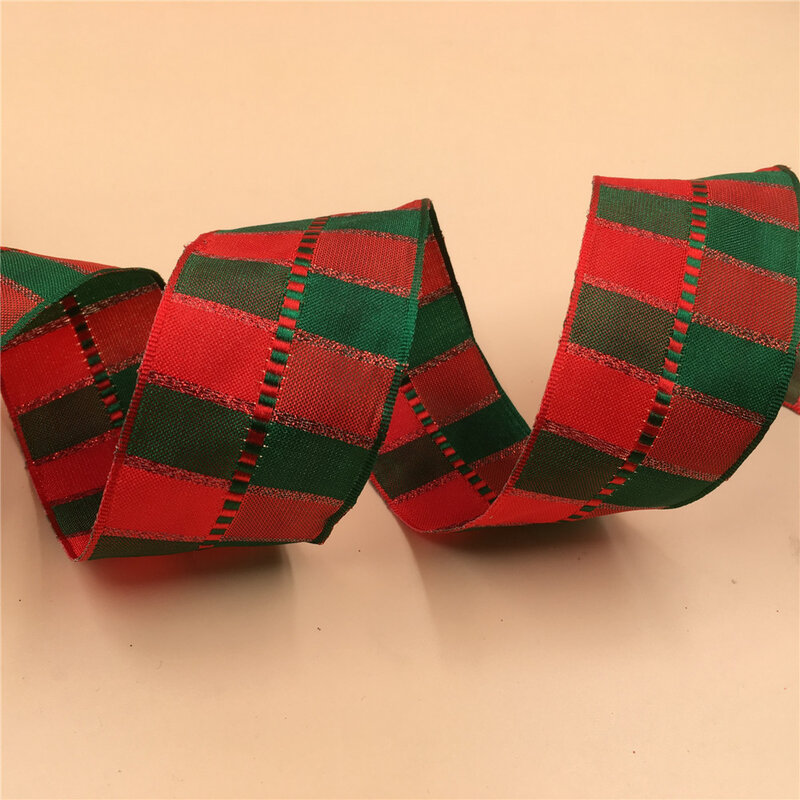 Cinta de Navidad con bordes cableados para envolver Cajas de Regalo, costura, manualidades de Año Nuevo, embalaje DIY, 10 yardas, 10 yardas
