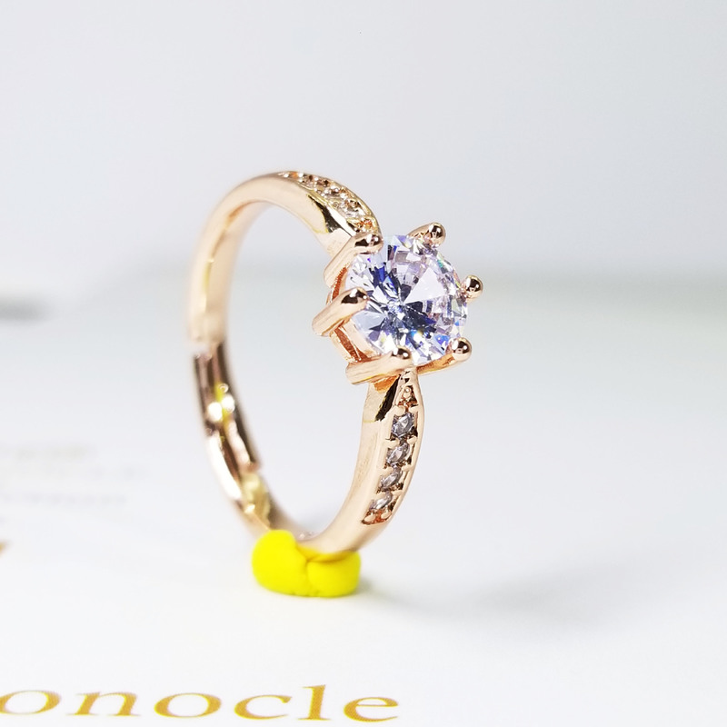 Moda coreana OL Six Prong Diamond Ring coppia rame placcato argento Micro intarsiato cuori e frecce proposta di matrimonio gioielli