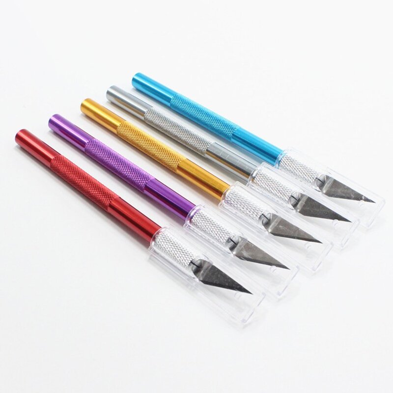 Kit d'outils de couteau de scalpel en métal antidérapant, couteau artisanal de gravure, outil de bricolage sphérique, réparation de carte PCB d'ordinateur portable de téléphone portable, 5 pièces