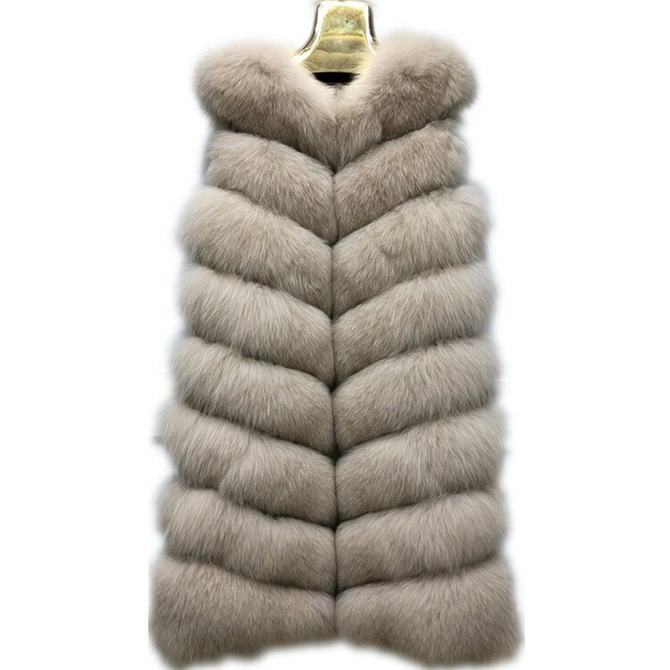 2021new real natural fur fox vest ladies long section eight eight paragraphs slim slim fashion vest