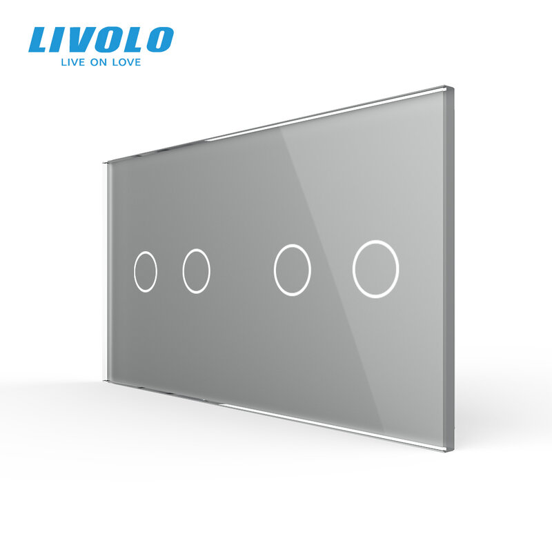 Livolo-Luxo Cristal Pérola, Painel de Vidro Duplo, 4 Cores, 151mm x 80mm, Padrão da UE, C7-C2, C2-11, 4 Cores, Logotipo, Sem Logotipo