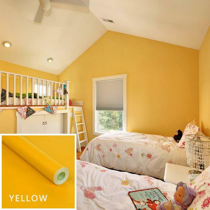 Kertas dinding warna polos 45*100CM, Wallpaper berperekat warna polos, stiker dinding tahan air untuk dekorasi rumah film ruang tamu, dapur, dengan lem
