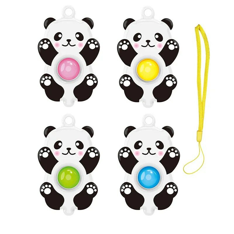 LLavero de plástico con forma de oso Panda para niños, juguete de descompresión con forma de hoyuelos, bola suave para aliviar el estrés, regalo para niños
