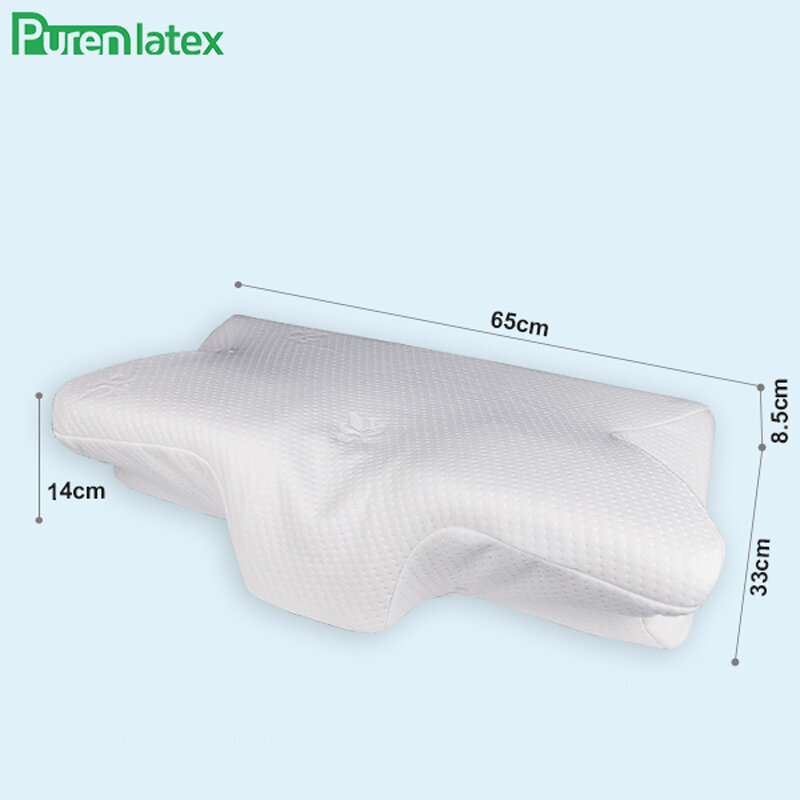 Purenlatex-Oreiller cervical en mousse à mémoire de forme, oreillers correcteurs, contour du cou, côté dos, estomac, dormeur, Orth4WD, 14cm