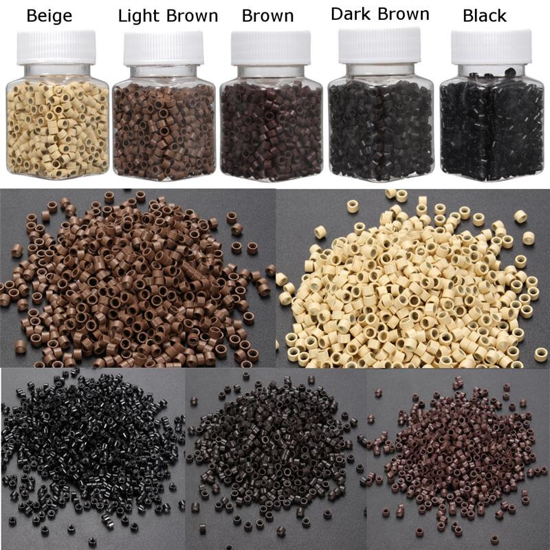 500 Pcs 5.0mm*3.0mm Microring Con Vite Silicone Micro Rings/beads for Hair Extensions 5 Colors Optional Hair Extensions Tools
