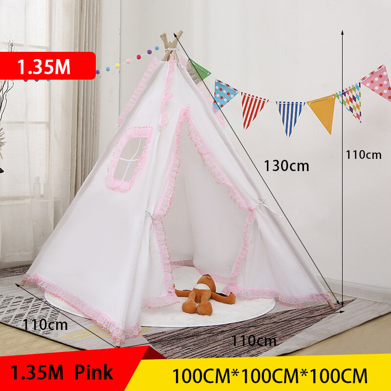 Children's Tent Teepee Tent For Kids Portable Tipi Infantil House For Children Cabana Kids Tents Decoration Carpet LED Lights
