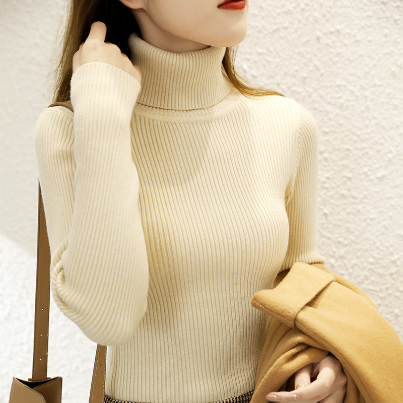 Sweater Turtleneck Wanita 2021 Atasan Musim Gugur Musim Dingin Korea Slim Wanita Pullover Jumper Rajutan Sweater Tarik Femme Atasan Ramping