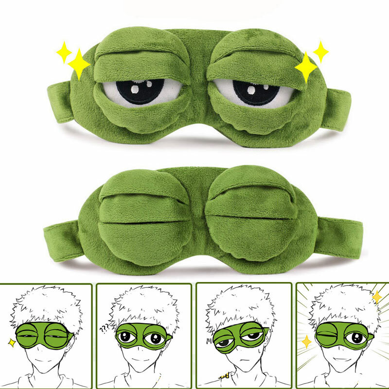 Mascarilla de dibujos animados 3D para dormir, máscara de Ojos de rana, venda para los ojos, para dormir, diversión para niños y adultos