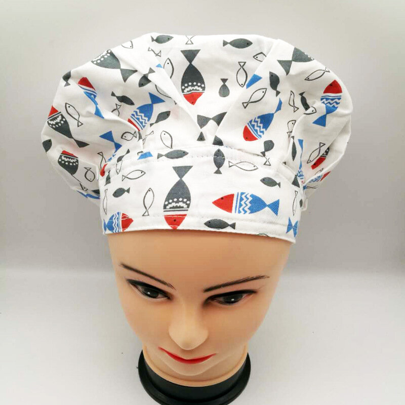 プリントコットンポンチョ帽子操作室女性男性医師衛生帽子バオウスカーフなし美容帽子