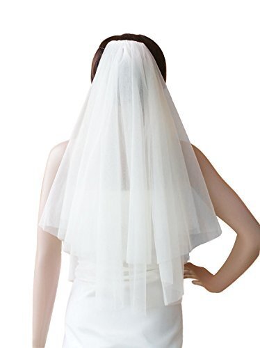 Свадебный гребень с вуалью для невесты 2-уровневый обрезанный край с длиной налокотника