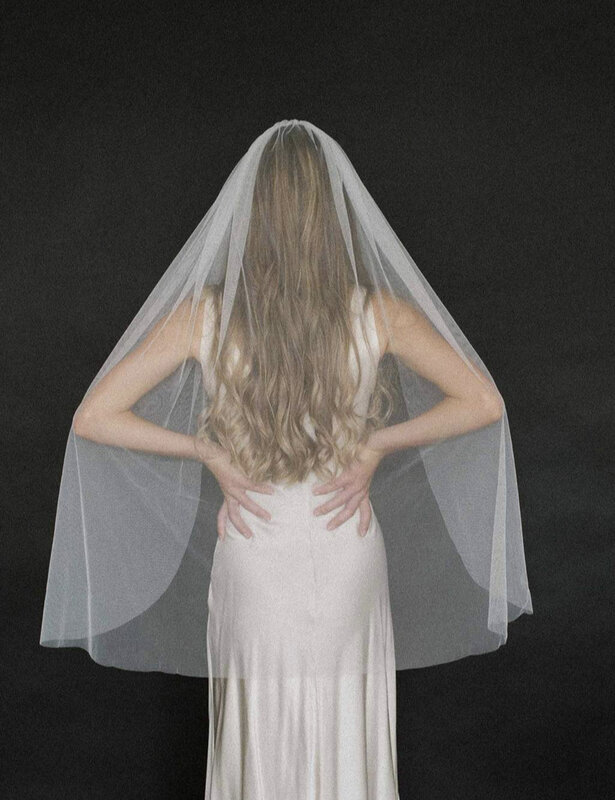 YouLaPan V30 1 طبقة طرحة زفاف الإصبع الحجاب لينة طبقة واحدة الحجاب الزفاف قطع حافة أنيقة لينة تول الإيطالية الحجاب مع مشط