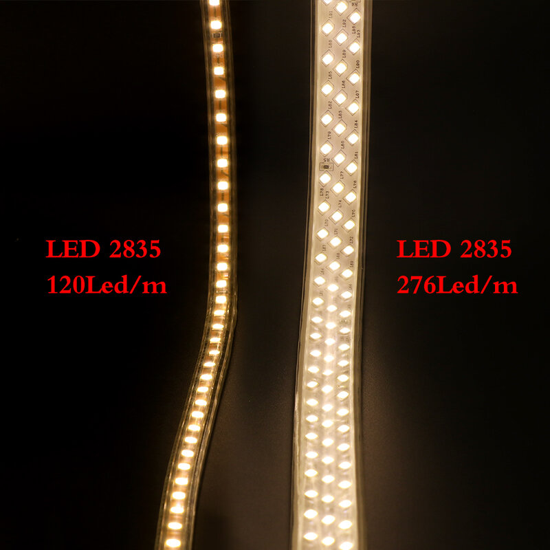 220V 276LED/m ha condotto la luce di striscia 2835 telecomando tre file ha condotto le luci striscia principale dimmerabile diagonale flessibile 120LED del nastro principale