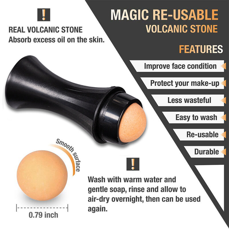 Natural Volcanic Roller Oil Control Rolling Stone Matte Makeup Face Skin Care Tool Facial Cleaning Oil Absorption Roller On Ball