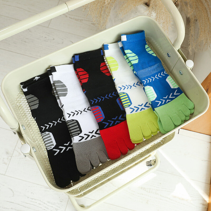 5 пар, разноцветные компрессионные баскетбольные носки из чистого хлопка