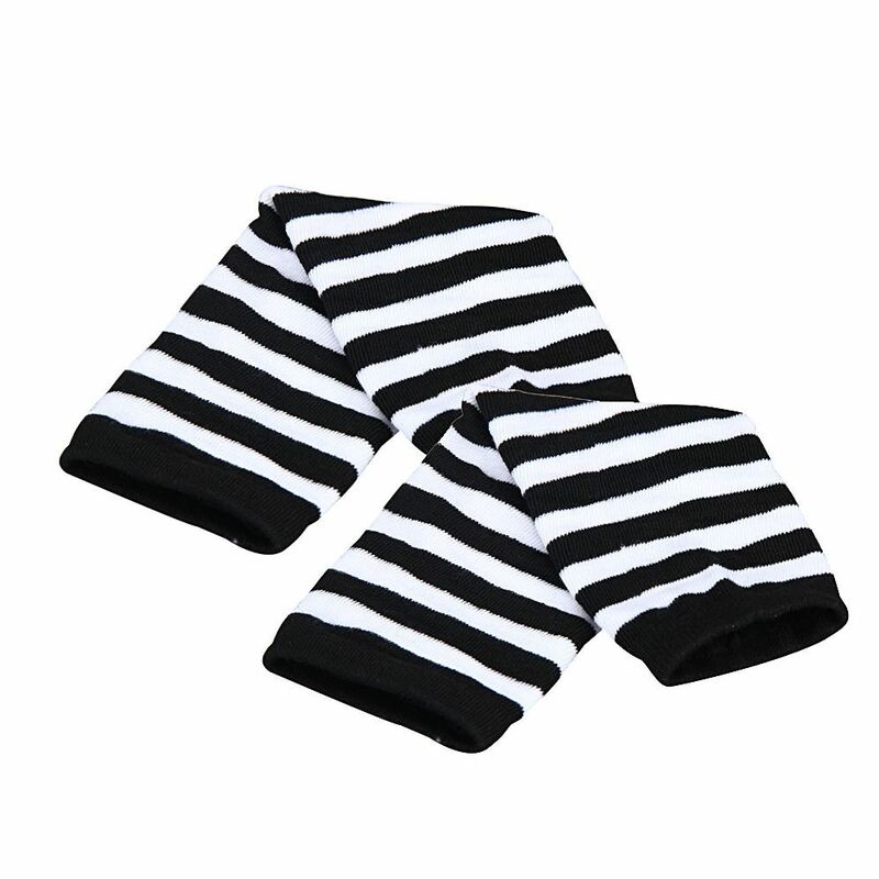 1 Pair Fashion Winter Arm Warmers Women Warm Mittens Fingerless Black&grey Black&White Knitted Long Gloves Cotton Length: 35 cm