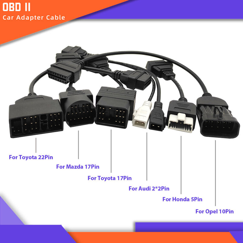 Câble de diagnostic adaptateur OBD2 pour voiture, Toyota 22 broches, Kia 20 broches, Mazda 17 broches, Opel 10 broches, Audi, Honda 5 broches