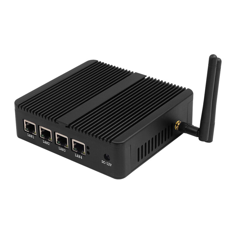 Lüfter loser Mini-PC-Firewall-Router Intel Celeron J1900 J4125 Quad-Kerne 4x Gigabit-Ethernet-Unterstützung WLAN 4g lte Pfsense OpenWRT