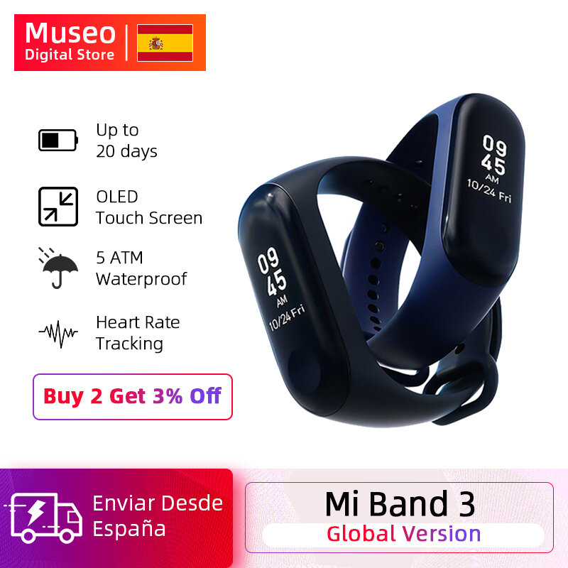 Version mondiale Xiaomi Mi bande 3 Miband 3 Smart Bluetooth Fitness Tracker OLED écran étanche Bracelet intelligent