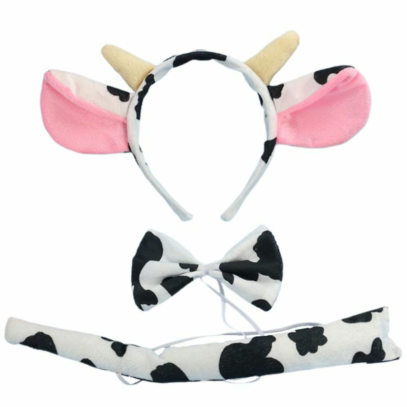 3 Teile/satz Kuh Tier Headwear Set Kinder Mädchen Jungen Stirnbänder Fliege Halloween Kinder Tag Kleid Up Dekoration Stirnband Geschenke