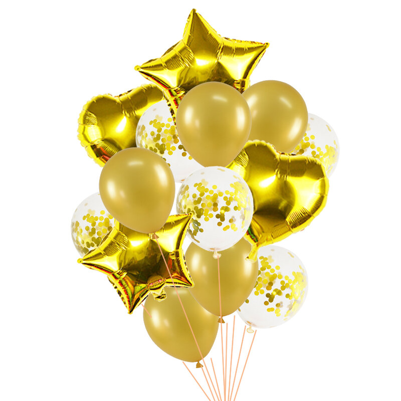Ballons en feuille étoile 18 pouces 14 pièces/ensemble | Ballons confettis en Latex de 12 pouces, décoration de réception de mariage, fournitures d'anniversaire pour enfants