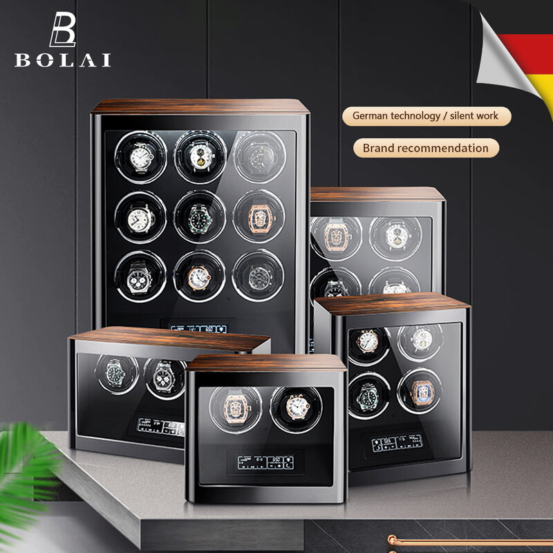 Luxus Holz Uhr Sicher Box Automatische Uhr Wickler mit Mabuchi Motor LCD Touch Screen und Fernbedienung Uhren Box Zubehör