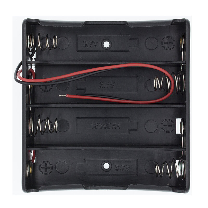 Caja de plástico de tamaño estándar AA/18650, caja de soporte de batería negra con cable de plomo, Clip de 3,7 V/1,5 V