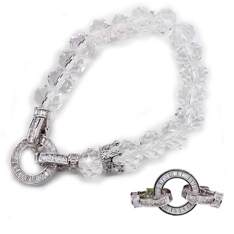 MINHIN – fermoirs de fermeture pour perles baroques, couleur or argent, Zircon, connecteur circulaire rond, accessoires de fixation pour la fabrication de bijoux perlés