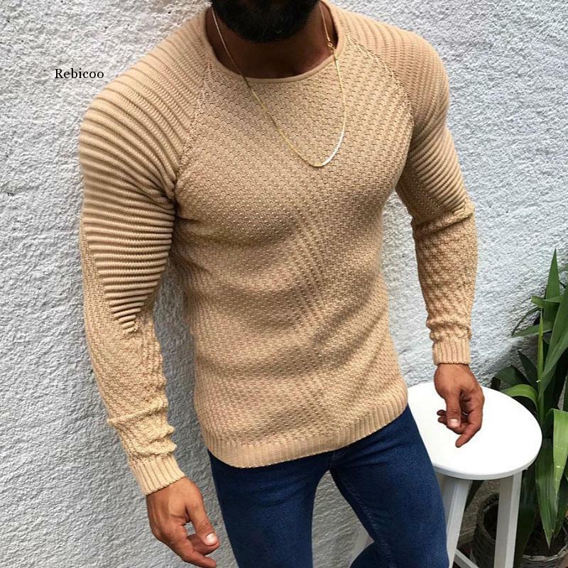 New Autumn Winter Pullover Sweaters Men O-Neck Solid Color Long Sleeve Knitwear Slim Men's Sweater Pull Male Clothing