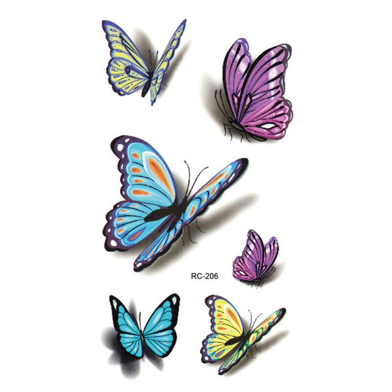 Increíble mariposa 3d tatuaje temporal arte corporal Flash tatuaje pegatinas 10*6cm tatuaje impermeable decoración de pared del hogar pegatina