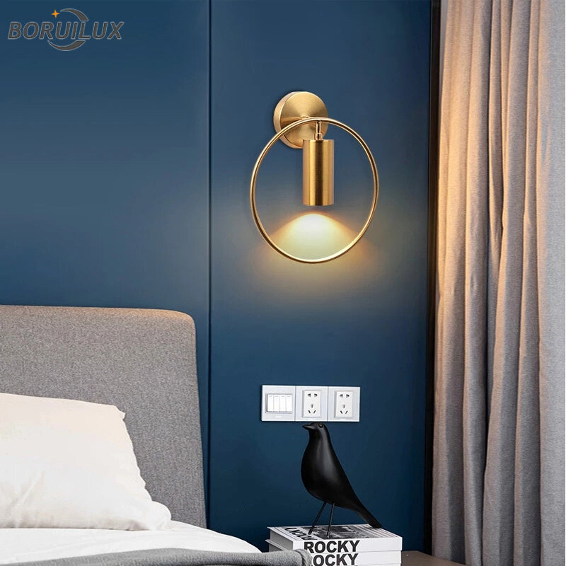 Black Gold Simple New Modern LED Wall Lamps For Study Living Room Bedroom Bedside Aisle Corridor Iron Aluminum Lights Indoor Lig
