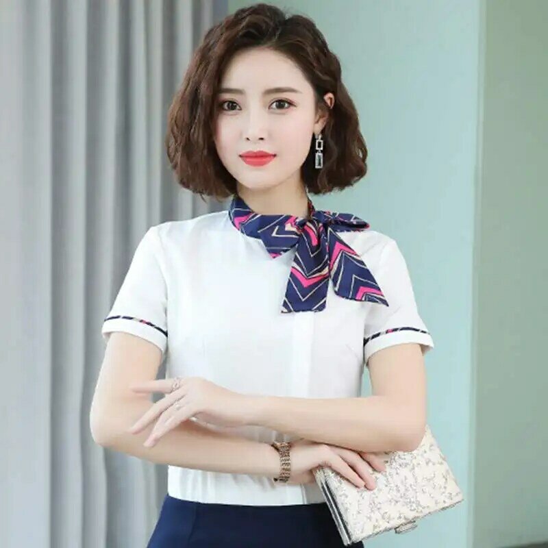 Oversize 4XL Spring Summer Women's Office Lady Formal Party Elegant Long Sleeve Bow Tie Neck Slim Blouse Casual White Shirt Tops