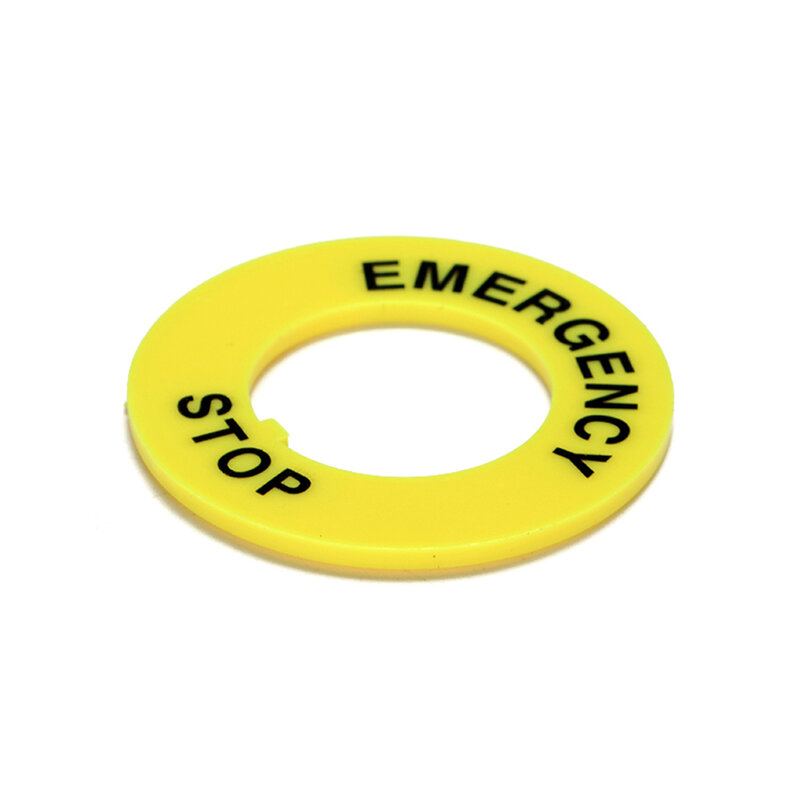 Interruptor de botón de parada de emergencia, marco de etiqueta, señal circular de advertencia, parada, 40/60mm
