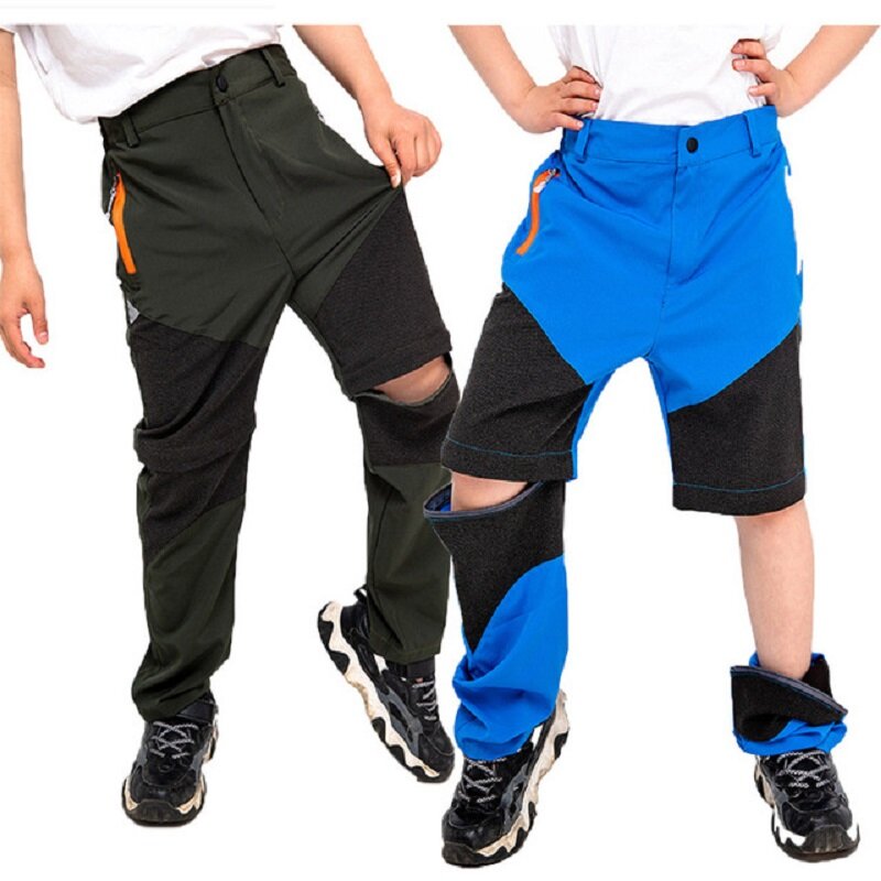 Pantalones de escalada desmontables de secado rápido para niños, pantalones de senderismo impermeables, trajes deportivos para niños, 105-170cm, Verano