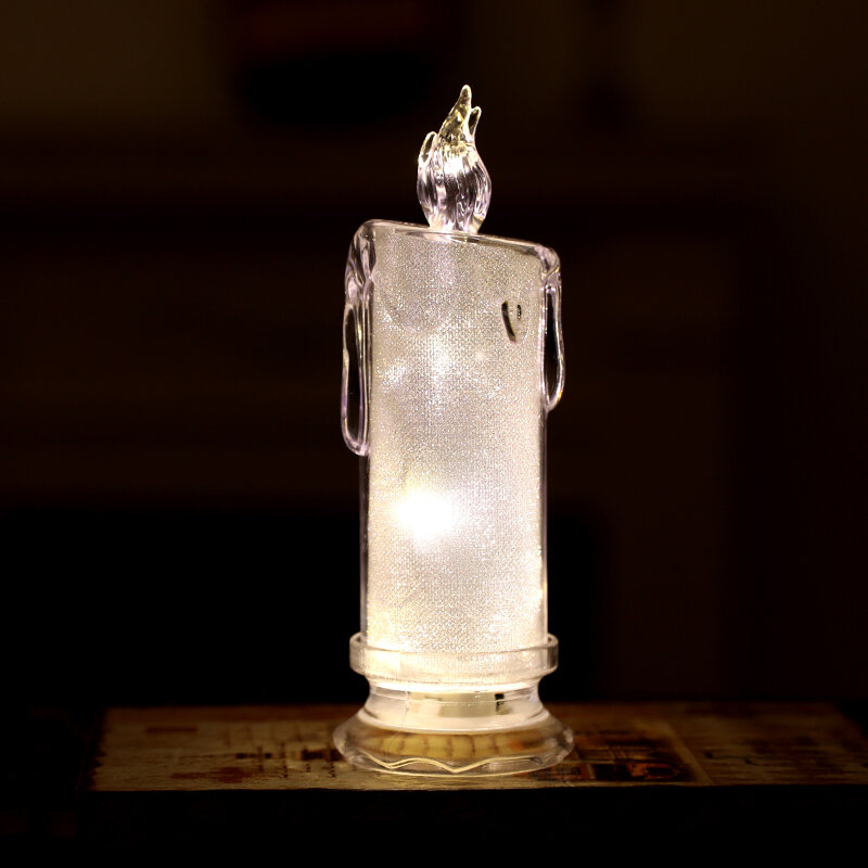 Lilin LED Transparan Bercahaya Lilin Simulasi Elektronik Bercahaya Bar Kreatif KTV Adegan Restoran Perhiasan Hadiah Liburan
