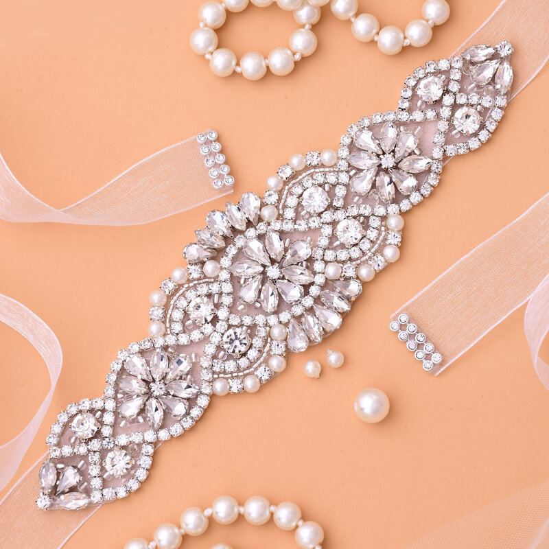 SESTHFAR-Cinturón de novia con diamantes de imitación, faja de cristal para vestido de novia, para accesorios de vestido de novia