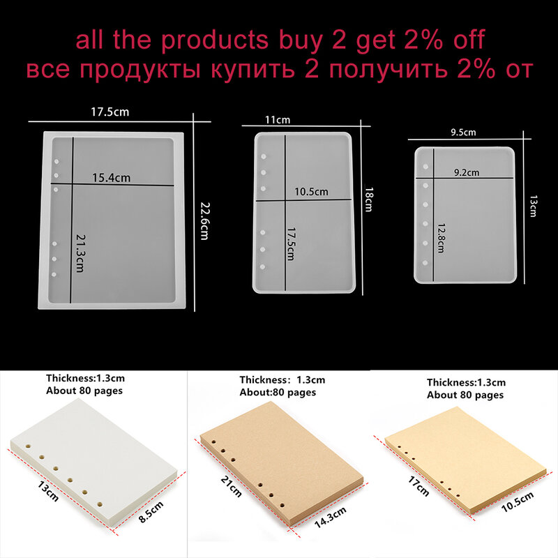 A5 A6 A7 Notebook Cover Silicone Mold Crystal Epoxyhars Mallen Voor Diy Uv Hars Schimmel Handgemaakte Crystal Boek Accessoires