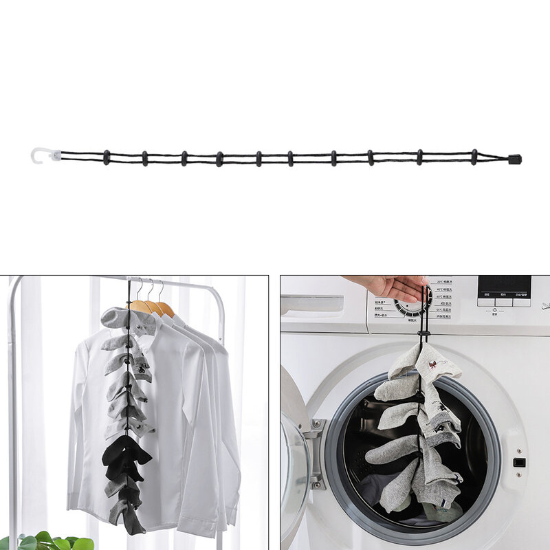 Calcetines multifunción ajustables que cuelgan la cuerda útil colgador de ropa y cesto de red de lavado para guardar el armario accesorios para el hogar