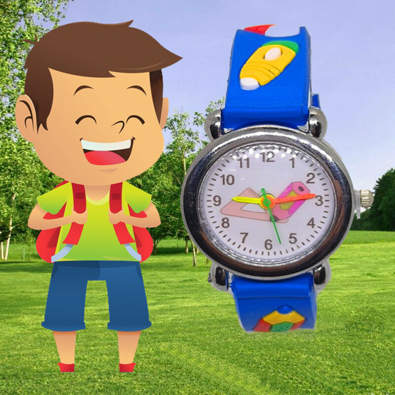 学生のための学習のギフトボーイズガールズベビー時計子供の時計定規鉛筆スクールバッグ柄スポーツクォーツキッズ腕時計