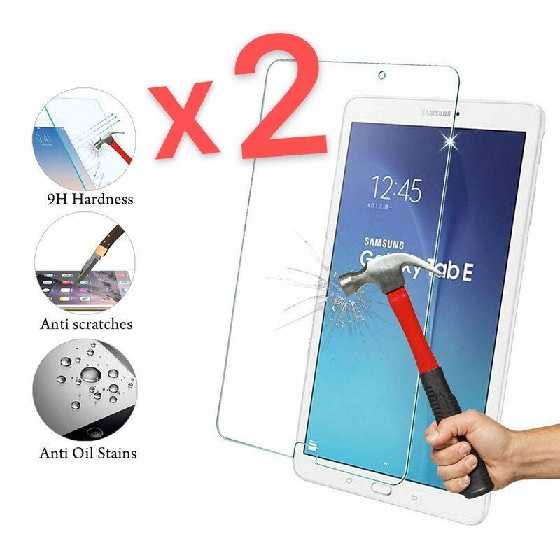 Película de vidro temperado para tablet, 2 peças, proteção de tela para samsung galaxy tab e 9.6 polegadas t560/t561 com cobertura total, película protetora