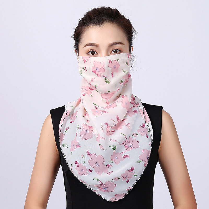 Máscara de seda feminina, lenço de seda mascarillas bandanas proteção solar rosto kslavável e reutilizável envoltório de pescoço máscara feminina