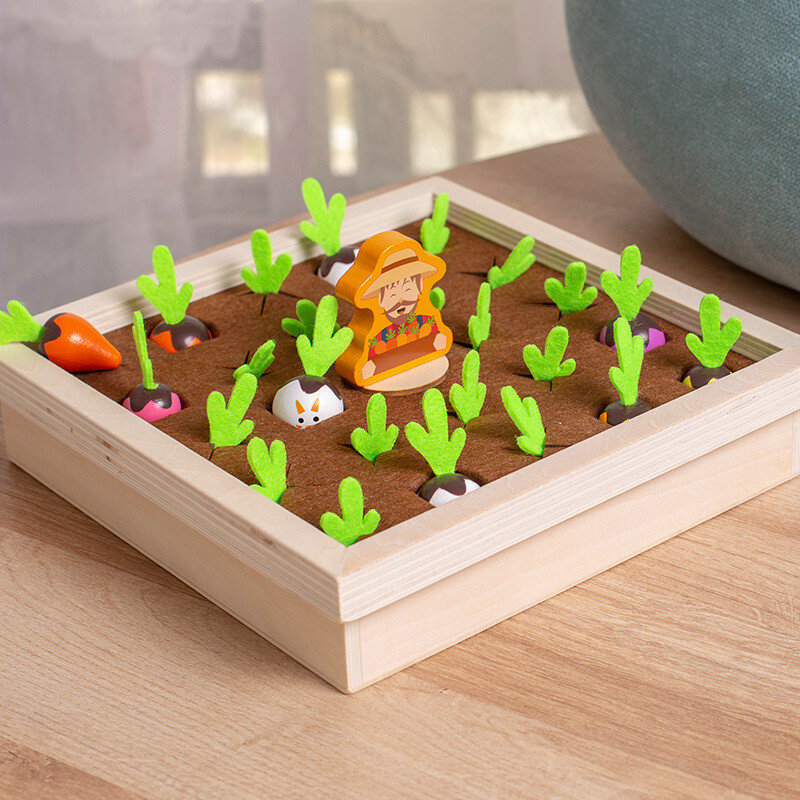 Mainan Kayu Anak-anak Mainan Pendidikan Dini Pencerahan Menarik Memori Sayuran Permainan Catur Pertanian Tarik Lobak Permainan Papan
