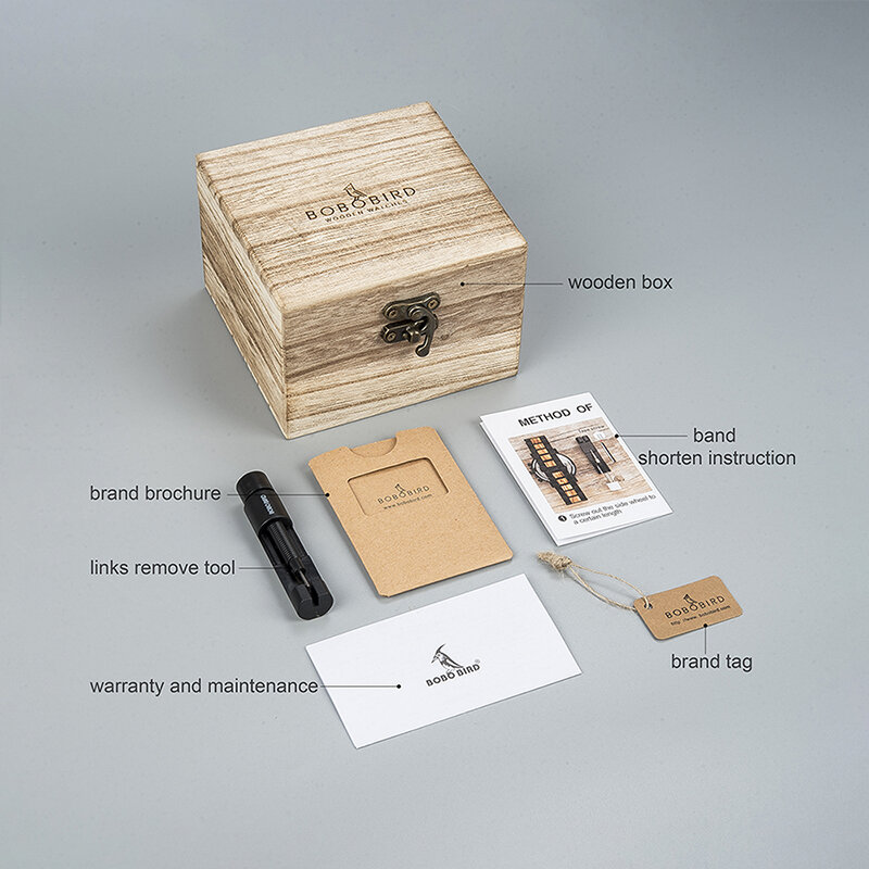 Relogio masculino bobo pássaro men relógio de pulso quartzo relógios de madeira com presente caixa madeira V-S19